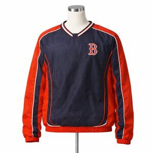 MLB Boston Red Sox V-Neck Pullover Windbreaker Navy Red Size S